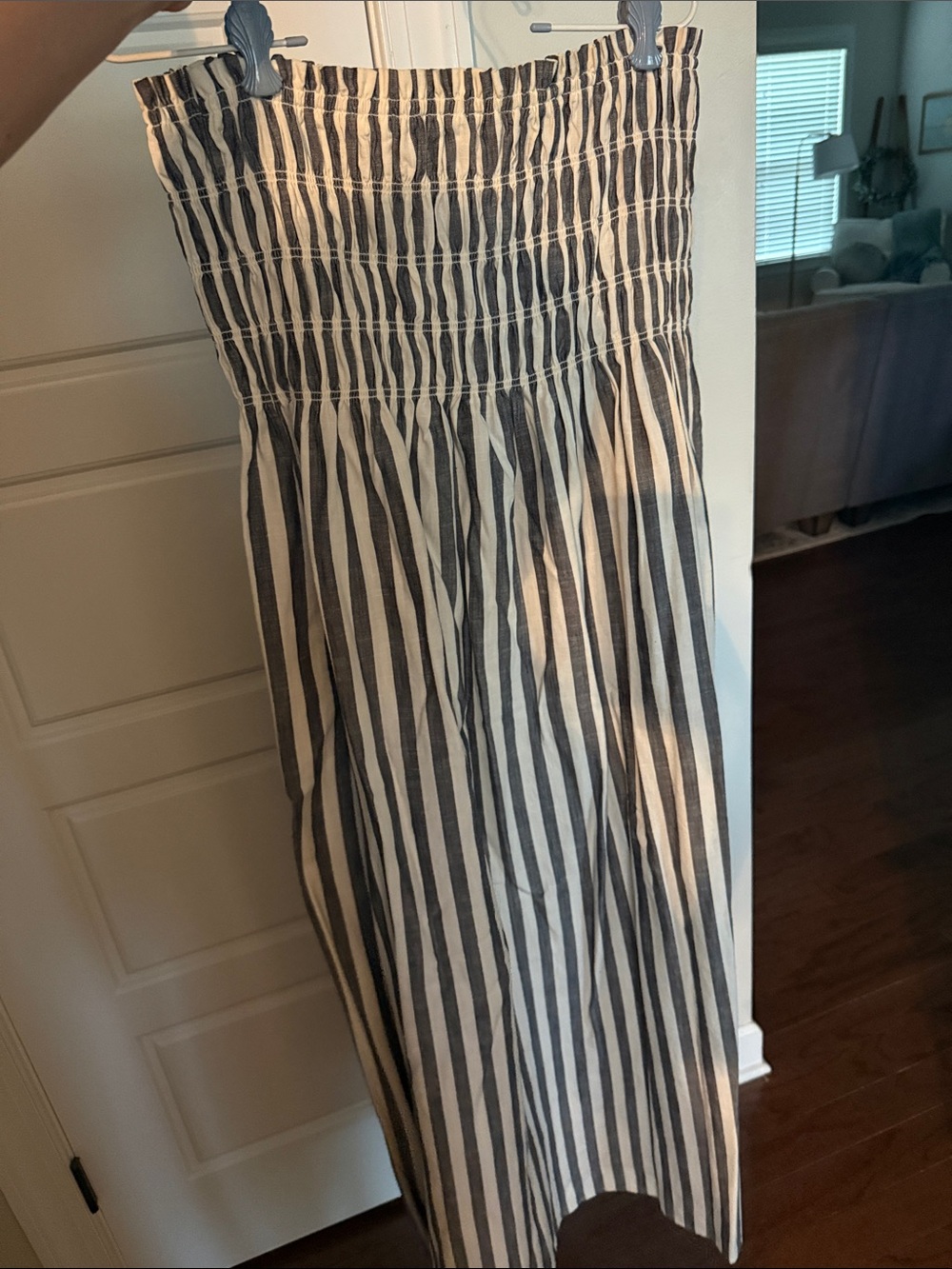 Universal Thread Black & White Striped Smocked Maxi Skirt